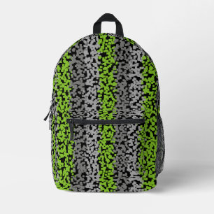 Green grey black digital pixelated stripes printed backpack