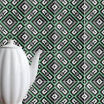 Green Grey Black White Op Art Geometric Striped Tile<br><div class="desc">Modern and cool decorative tile design featuring a seamless op art pattern in green,  grey,  black and white.</div>