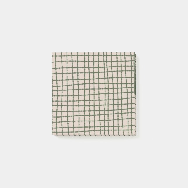 Green Grey Check Pattern Elegant and Modern Post-it Notes (Front)