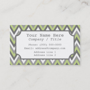 Green Grey Chevron Label Business Card