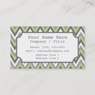 Green Grey Chevron Label Business Card