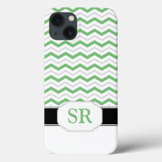 Green & Grey Chevron Monogram iPad 2/3/4 Case