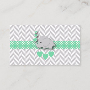 Green Grey Elephant Baby Shower Book Request Enclosure Card
