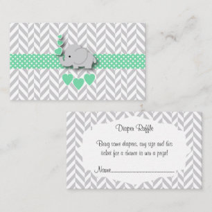 Green Grey Elephant Baby Shower Diaper Raffle Enclosure Card
