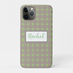 Green Grey Gingham Personalised Case-Mate iPhone Case