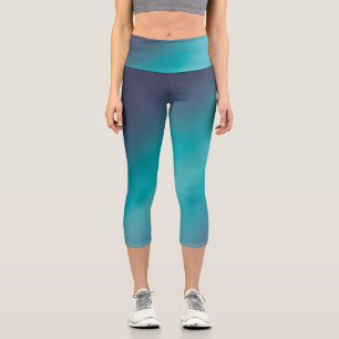 Green Grey Gradient Ombre Capri Leggings