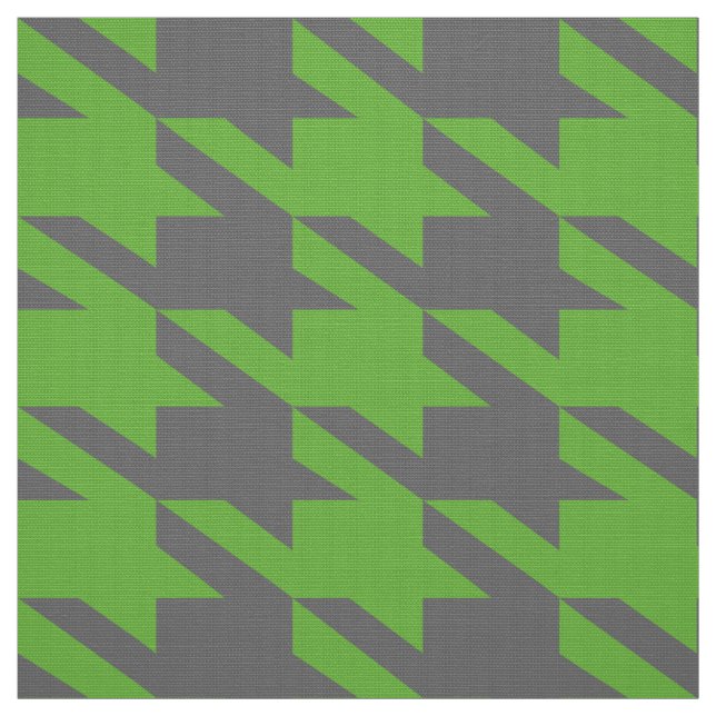 Green & Grey Houndstooth Seamless Pattern Fabric (Swatch)