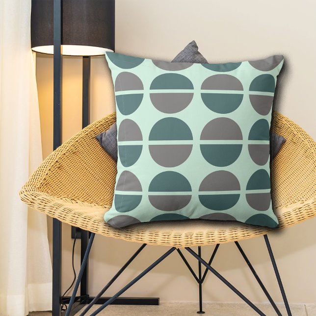 Green Grey Mint Circles Polka Dots Throw Pillow (Creator Uploaded)