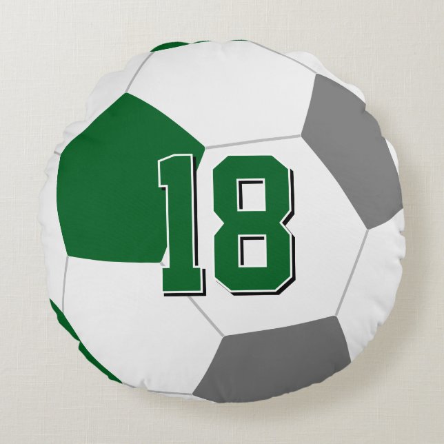 green grey or ANY team colours kids soccer Round Cushion (Front)