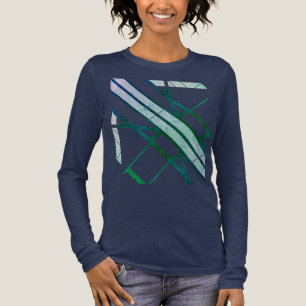 Green Grey Patterned Geometric Diagonal MCM Look Tri-Blend Shirt
