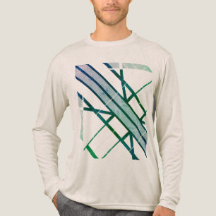 Green Grey Patterned Geometric Diagonal MCM Look Tri-Blend Shirt