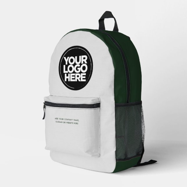 Green Grey | Personalised Corporate Logo and Text Printed Backpack (Back Corner Right)