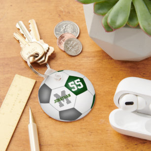 green grey school colours boys girls soccer ball key ring