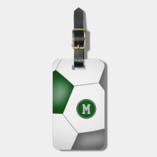 green grey school team colours soccer player luggage tag