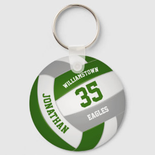 green grey sports team colours volleyball key ring