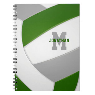green grey team colours girls boys volleyball notebook