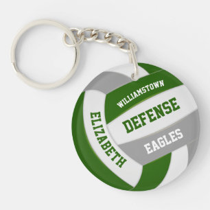 green grey team colours personalised volleyball key ring