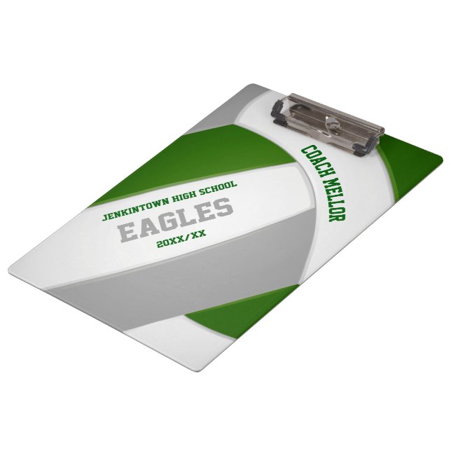 green grey team colours volleyball coach clipboard (Angled)