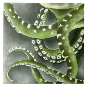 Green Grey Tentacles Tile