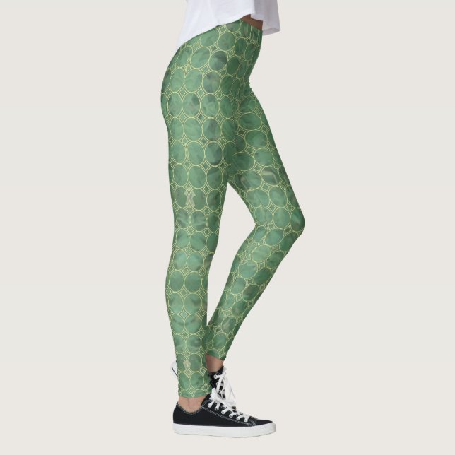 Green Grey Tile LegginGgs Leggings (Right)