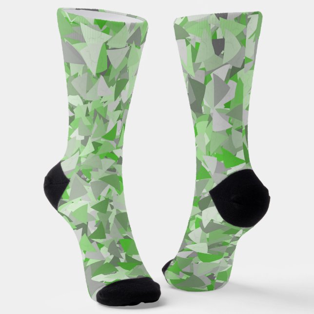 Green Grey Triangle Pattern Socks (Angled)