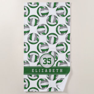 green grey volleyball team colours sporty girls beach towel