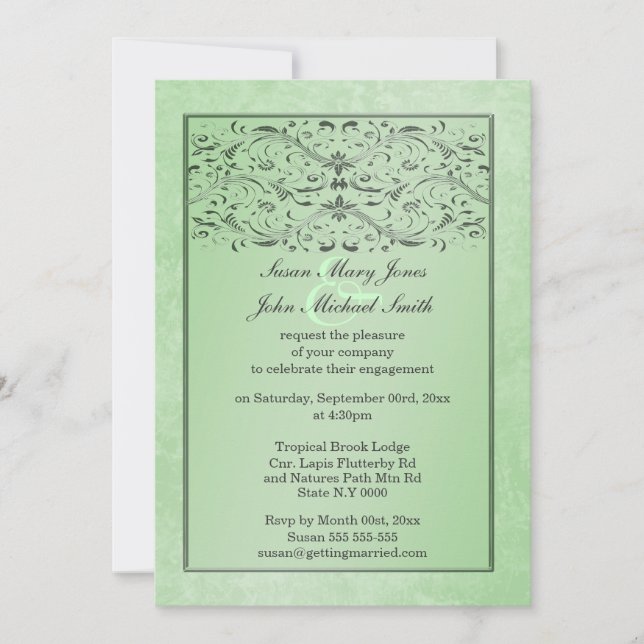 Green grey wedding anniversary engagement invitation (Front)
