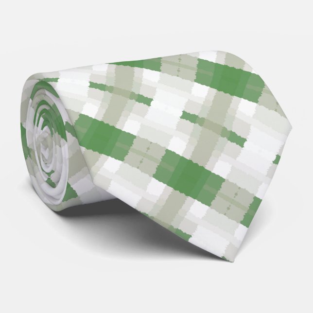 Green Grey White Abstract Pattern Tie (Rolled)