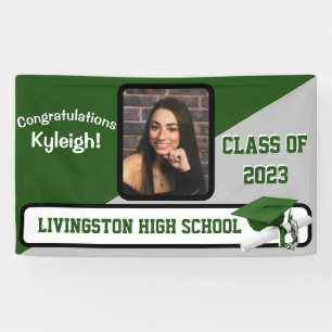 Green, Grey, & White Graduation Banner