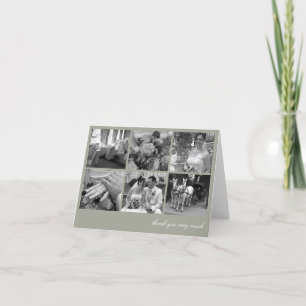 Green grid collage 6 photos memories thank you card
