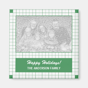 Green Grid Photo Magnet