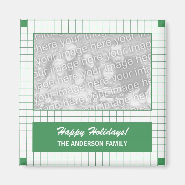 Green Grid Photo Magnet (Front)