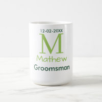 green groomsman name letter date masculine pastel
