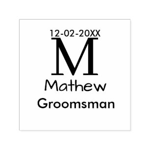 green groomsman name letter date masculine pastel self-inking stamp
