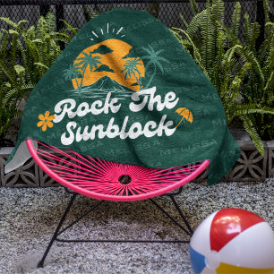 Green Groovy Retro Rock The Sunblock Summer Beach Towel