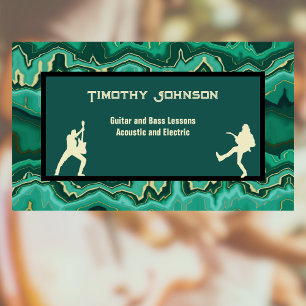 Green Groovy Swirl Guitar Musician and Lessons Business Card