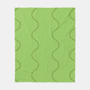 Green Groovy Wavy Line Abstract Modern Minimalist  Fleece Blanket