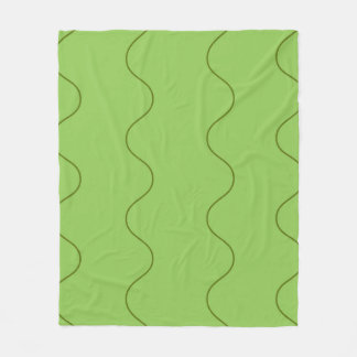 Green Groovy Wavy Line Abstract Modern Minimalist Fleece Blanket