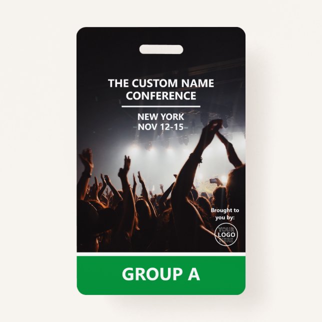Green Group Conference QR Code Custom Access Pass ID Badge (Front)