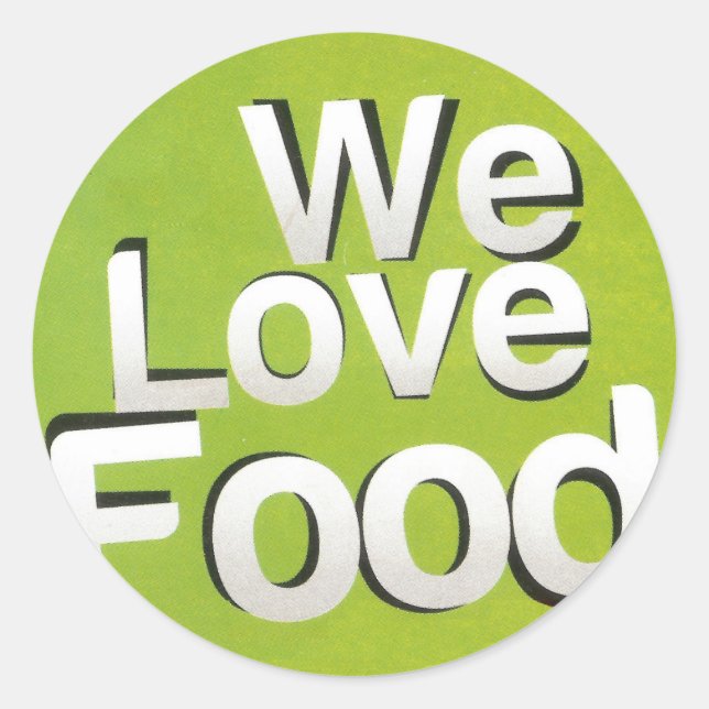 Green Grub Club: We Heart Food Design Classic Round Sticker (Front)