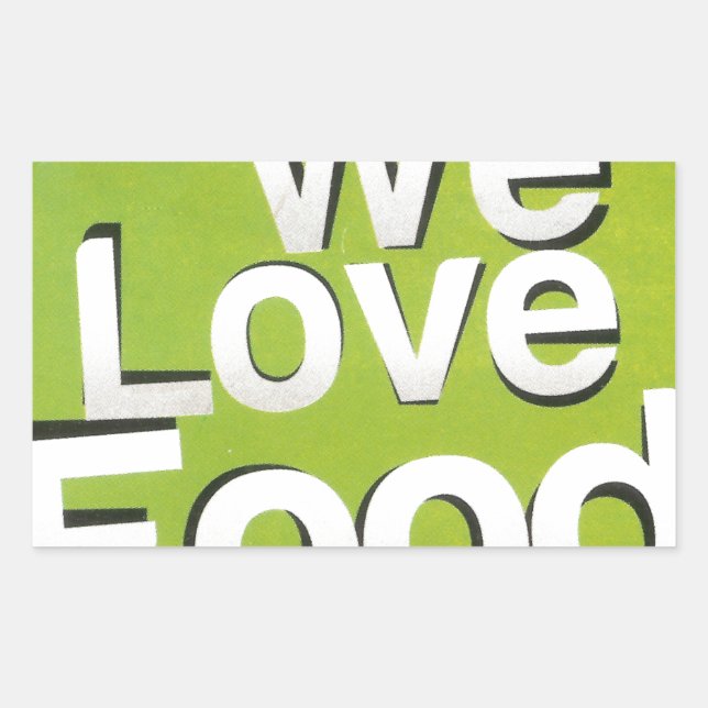 Green Grub Club: We Heart Food Design Rectangular Sticker (Front)