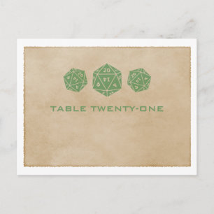 Green Grunge D20 Dice Gamer Table Number Postcard