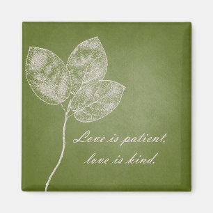 Green Grunge Leaves Magnet