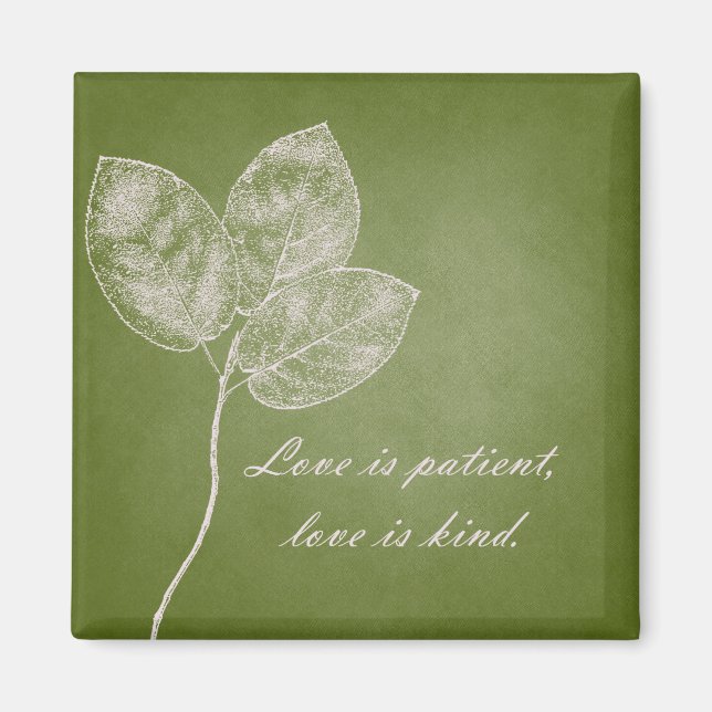 Green Grunge Leaves Magnet (Front)