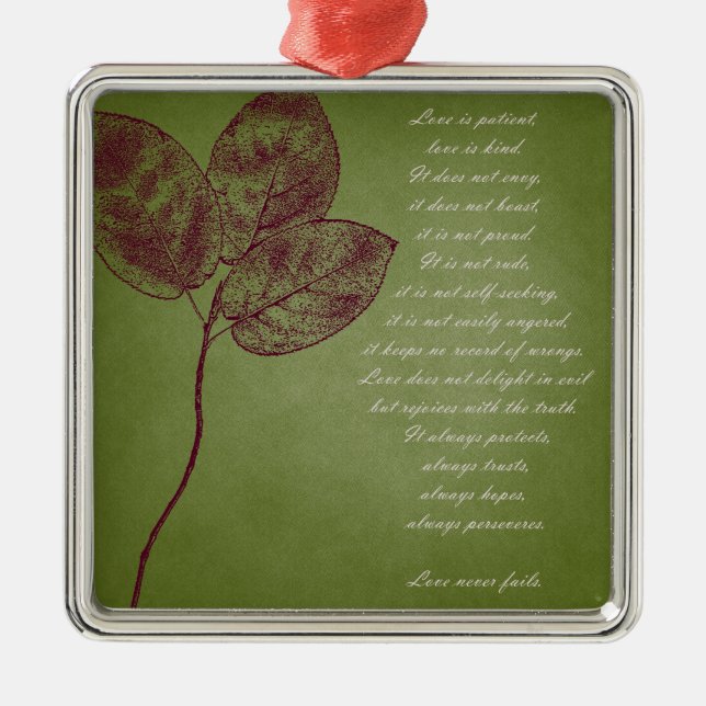 Green Grunge Leaves Metal Tree Decoration (Front)
