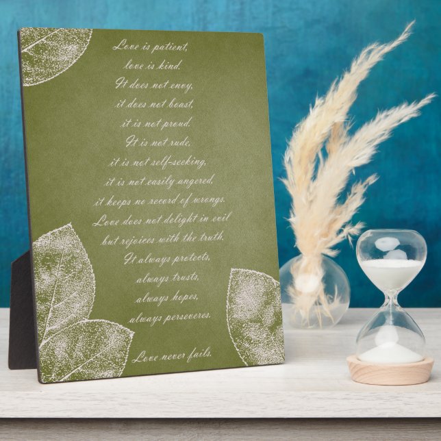 Green Grunge Leaves Plaque (Side)