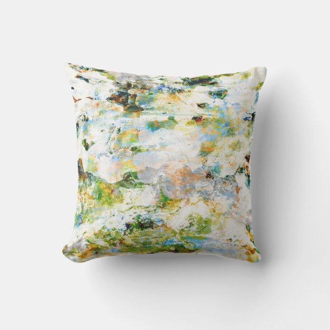 Green grunge style abstract art graphic design cushion (Front)