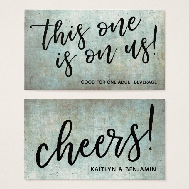 Green Grunge Typography Casual Drink Tickets (Front & Back)