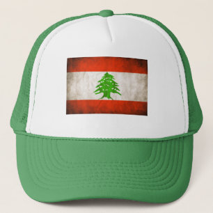 GREEN Grungy Lebanon Flag Trucker Hat
