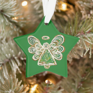 Green Guardian Angel Christmas Ornament Pendants